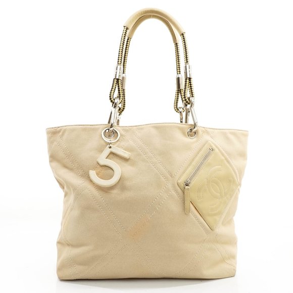 Auth Chanel Tote Bag Canvas Beige #15757C26 - Picture 1 of 14